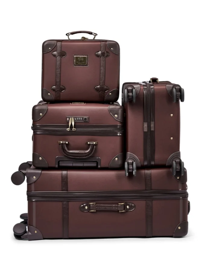 LIMRA 4-Piece Premium PU Leather Luggage Set – Luxury Travel Spinner Suitcases with Cosmetic Bag – Sizes 28/24/20/13 Inch